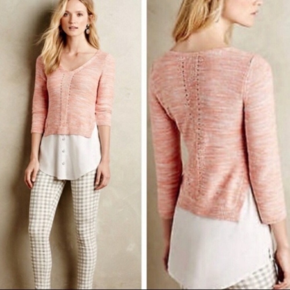 Anthropologie Moth Layered Alain Tunic Sweater Mixed Media M